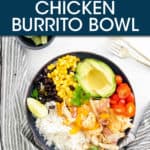 RICE, CHICKEN, CORN, BEANS, AVOCADO AND TOMATO IN A BOWL