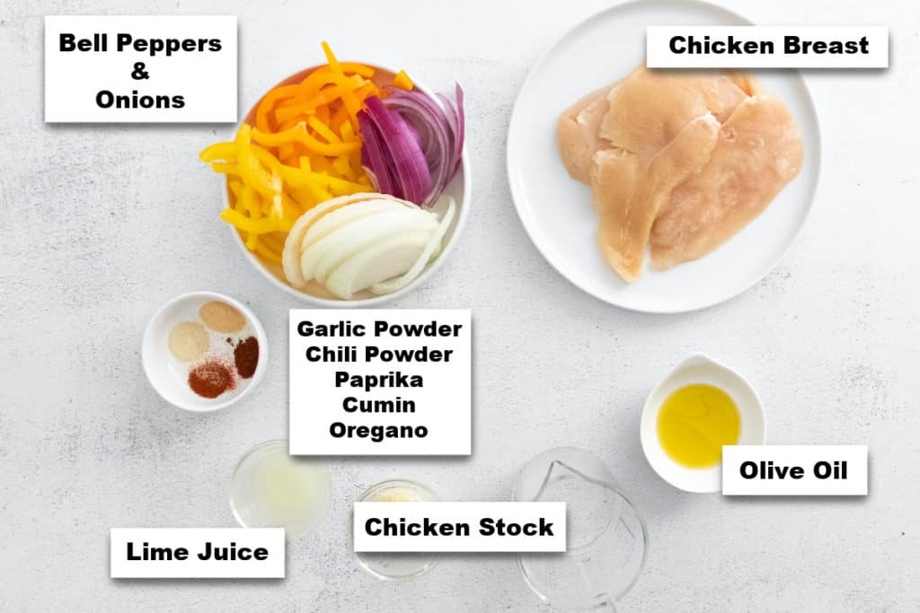 the ingredients needed to make chicken burrito bowl instant pot