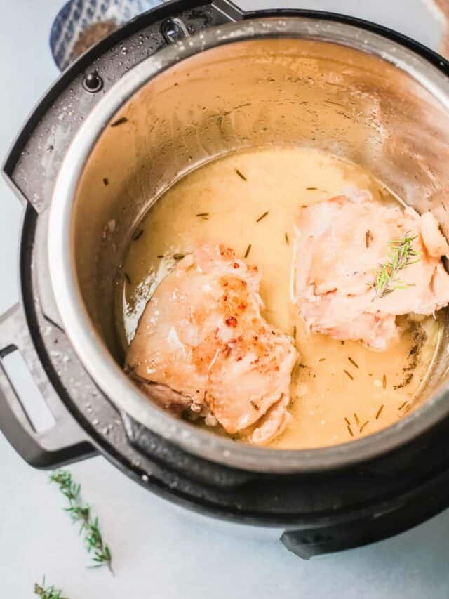 chicken thighs inside the instant pot insert