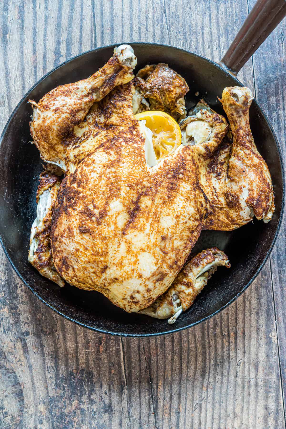 top down view of the cooked instant pot whole chicken