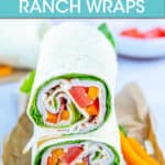 2 CHICKEN BACON RANCH WRAPS STACKED ON BROWN PAPER