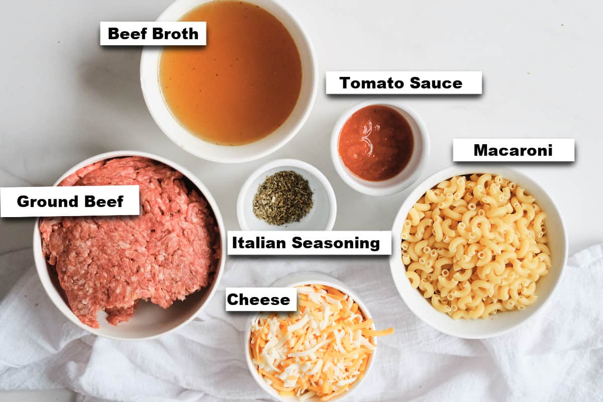 the ingredients needed for making hamburger helper instant pot