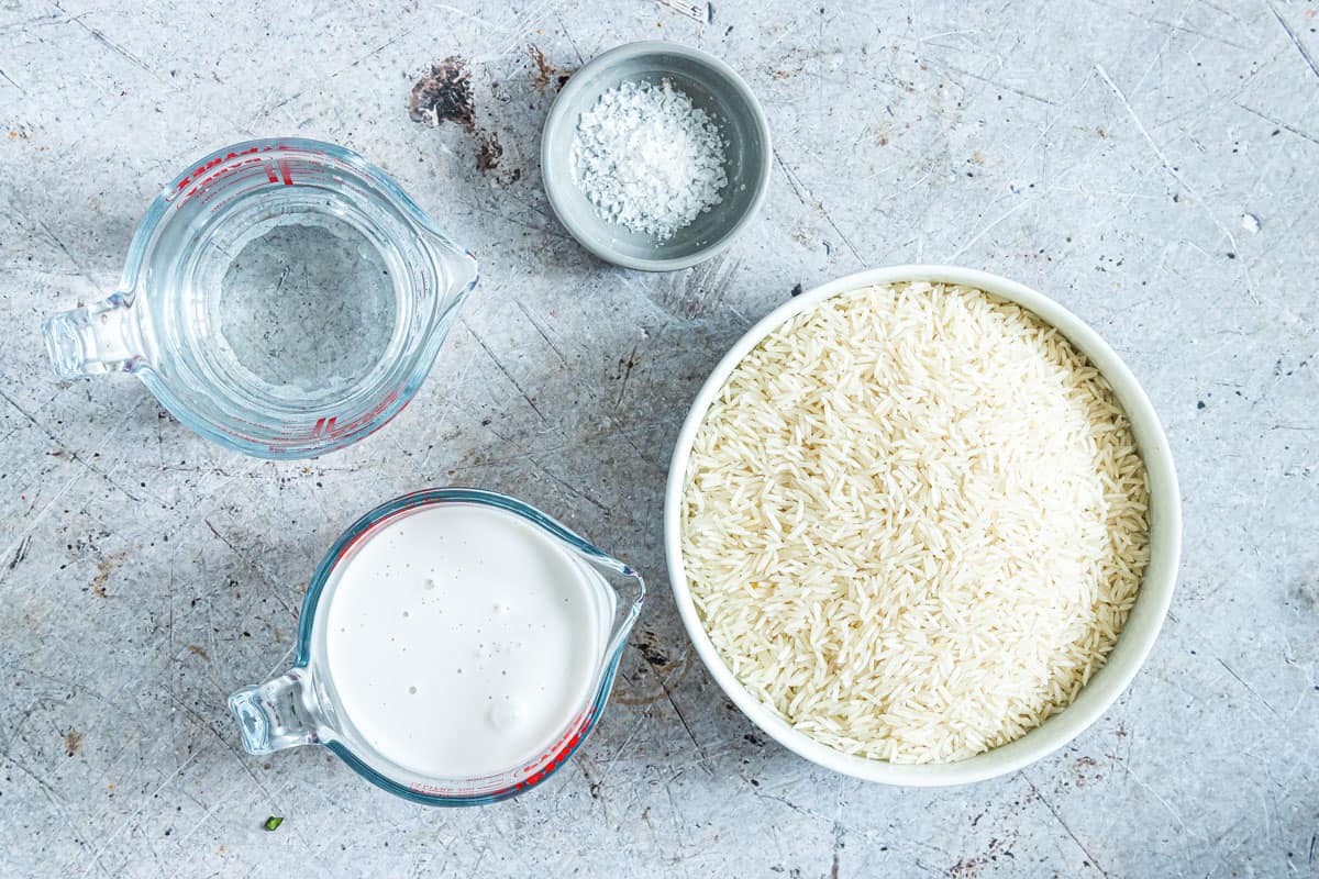Ingredients to make Instant Pot coconut rice