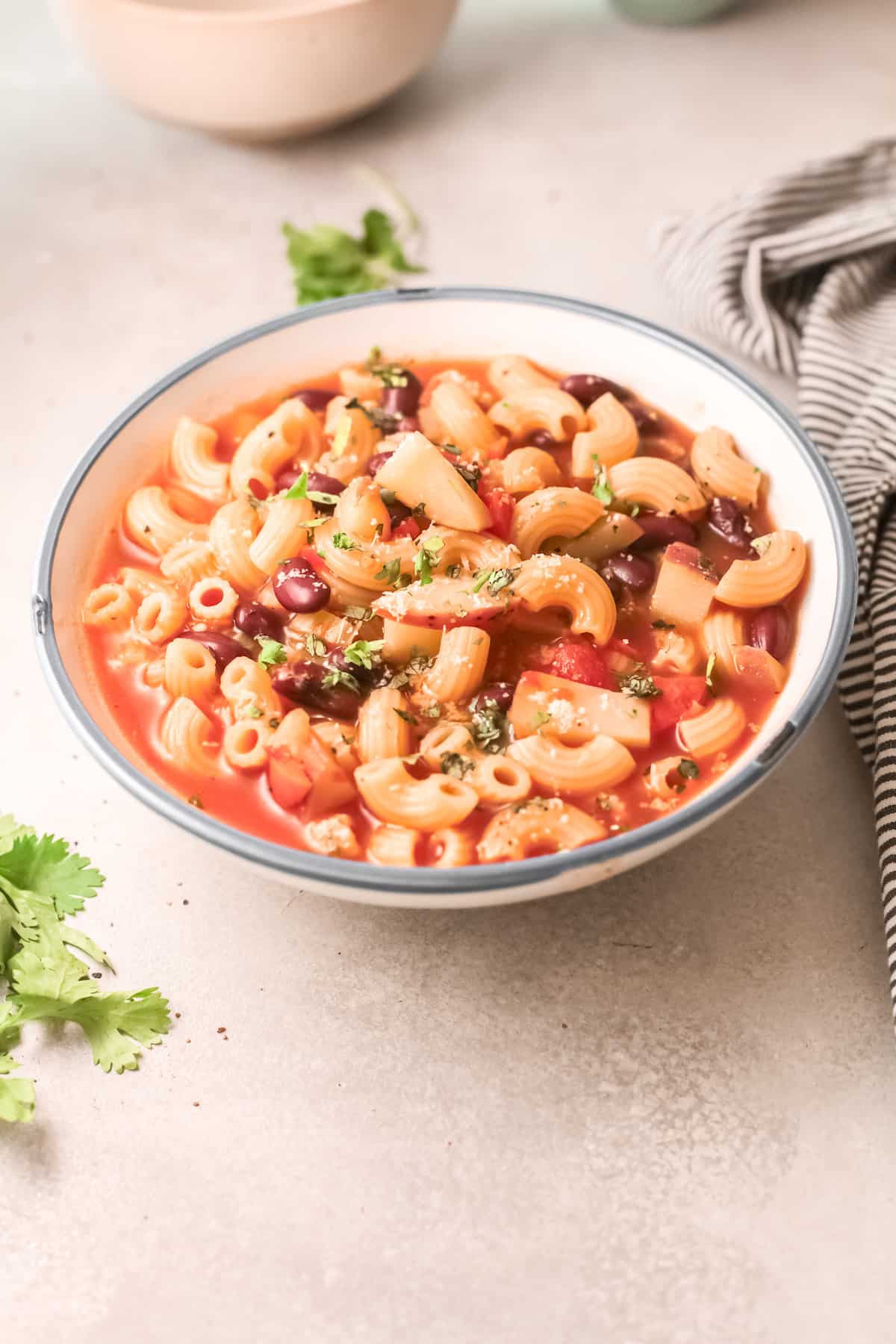 one bowl of instant pot minestrone soup