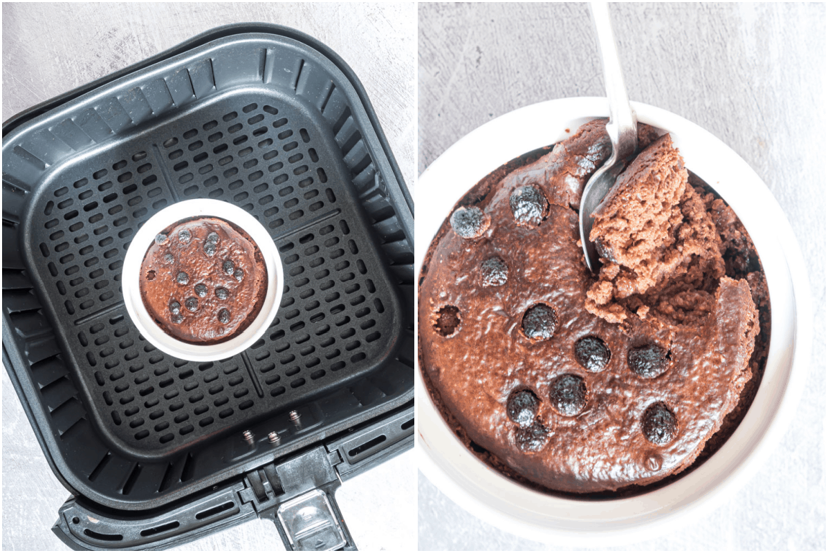 image collage showing how to make air fryer baked oats