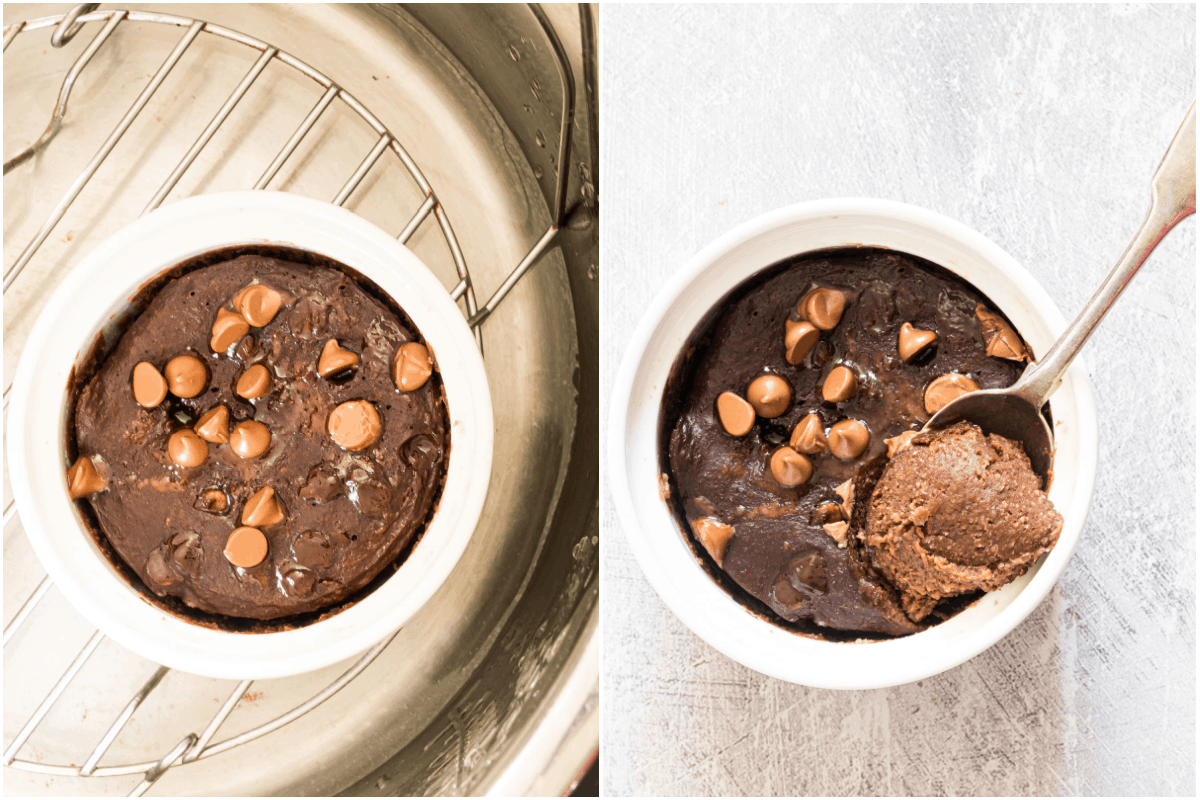 image collage showing how to make instant pot baked oats