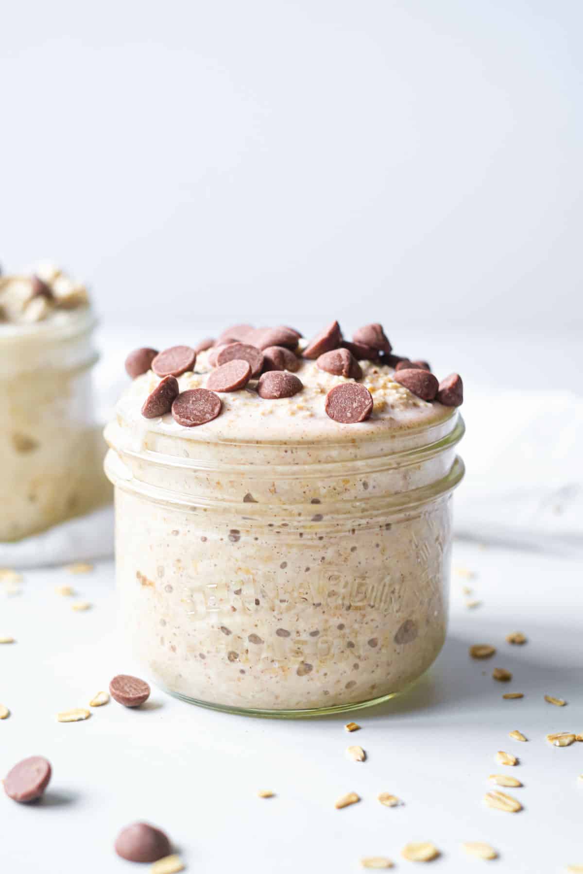 one portion of the completed cookie dough overnight oats recipe