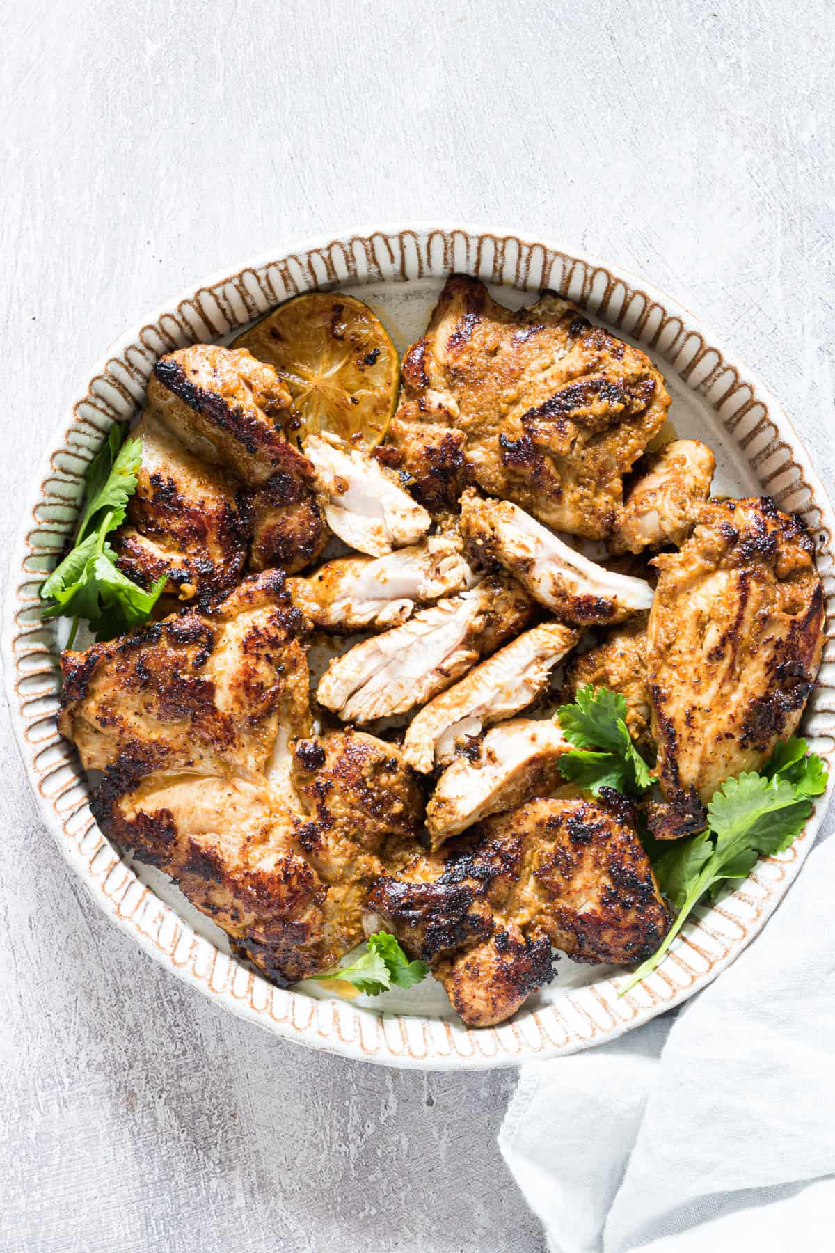 A plate of grilled chipotle chicken (copycat recipe)
