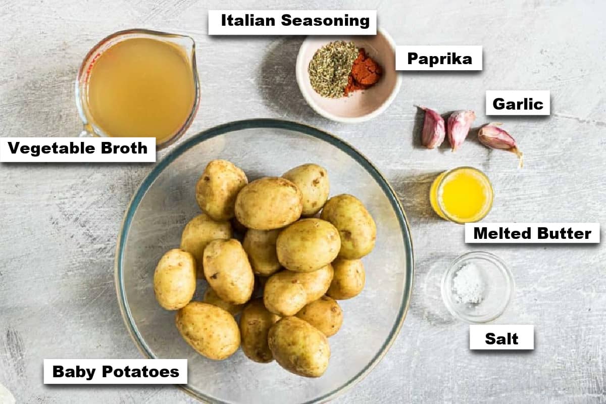 the ingredients needed for making instant pot baby potatoes