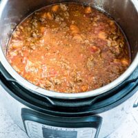 top down view of the completed bolognese sauce inside theinstant pot