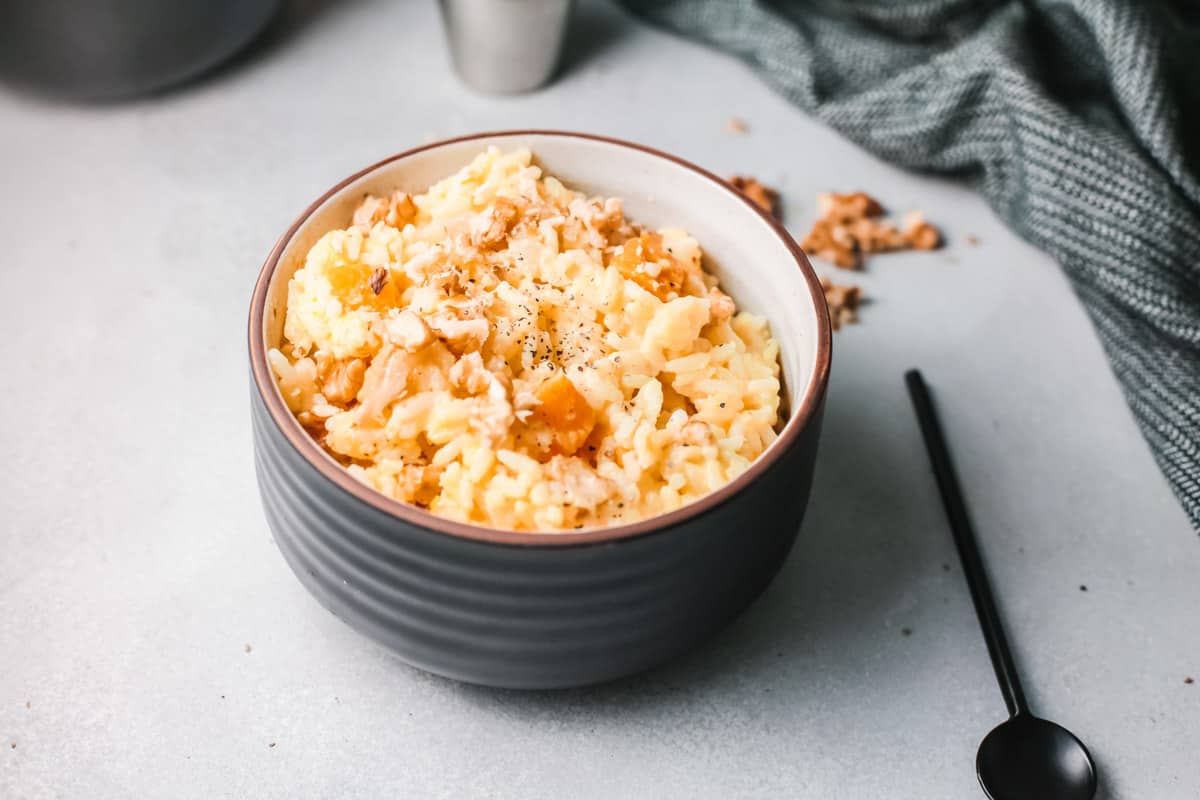 a bowl of instant pot risotto ready to be served