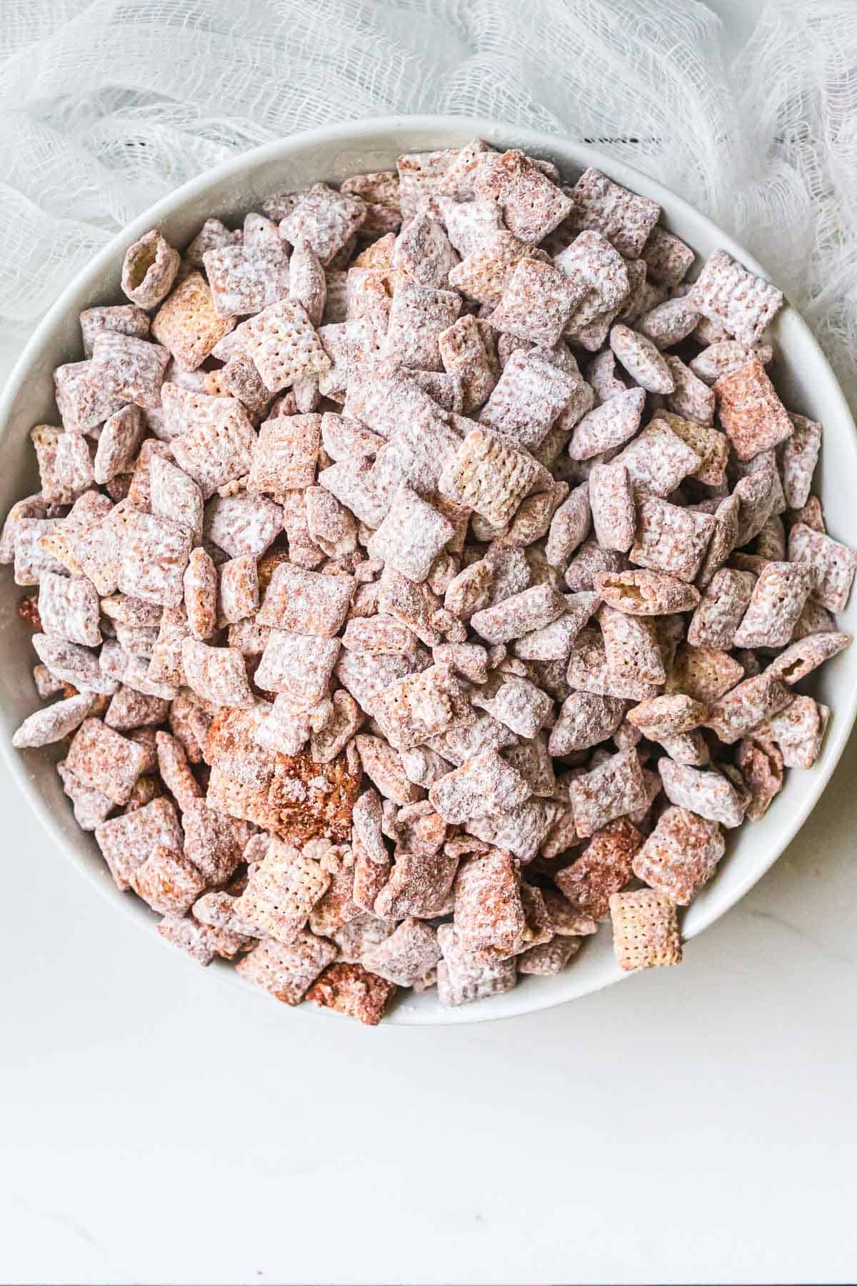 a bowl full of delicious puppy chow