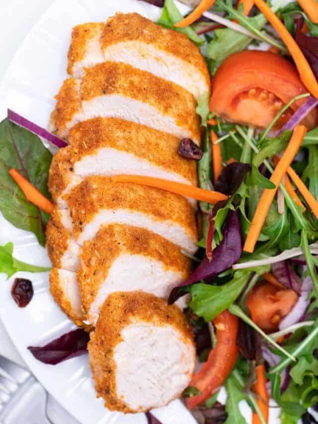 the completed air fryer chicken breast recipe ready to be served