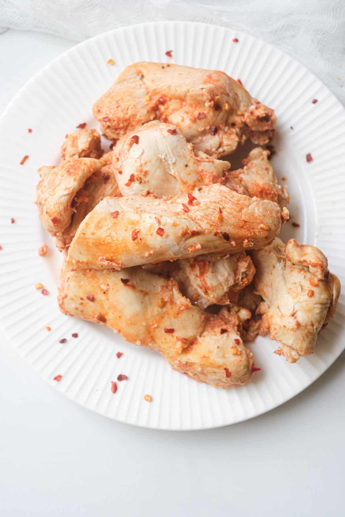 close up view of the compeleted instant pot chicken tenders recipe