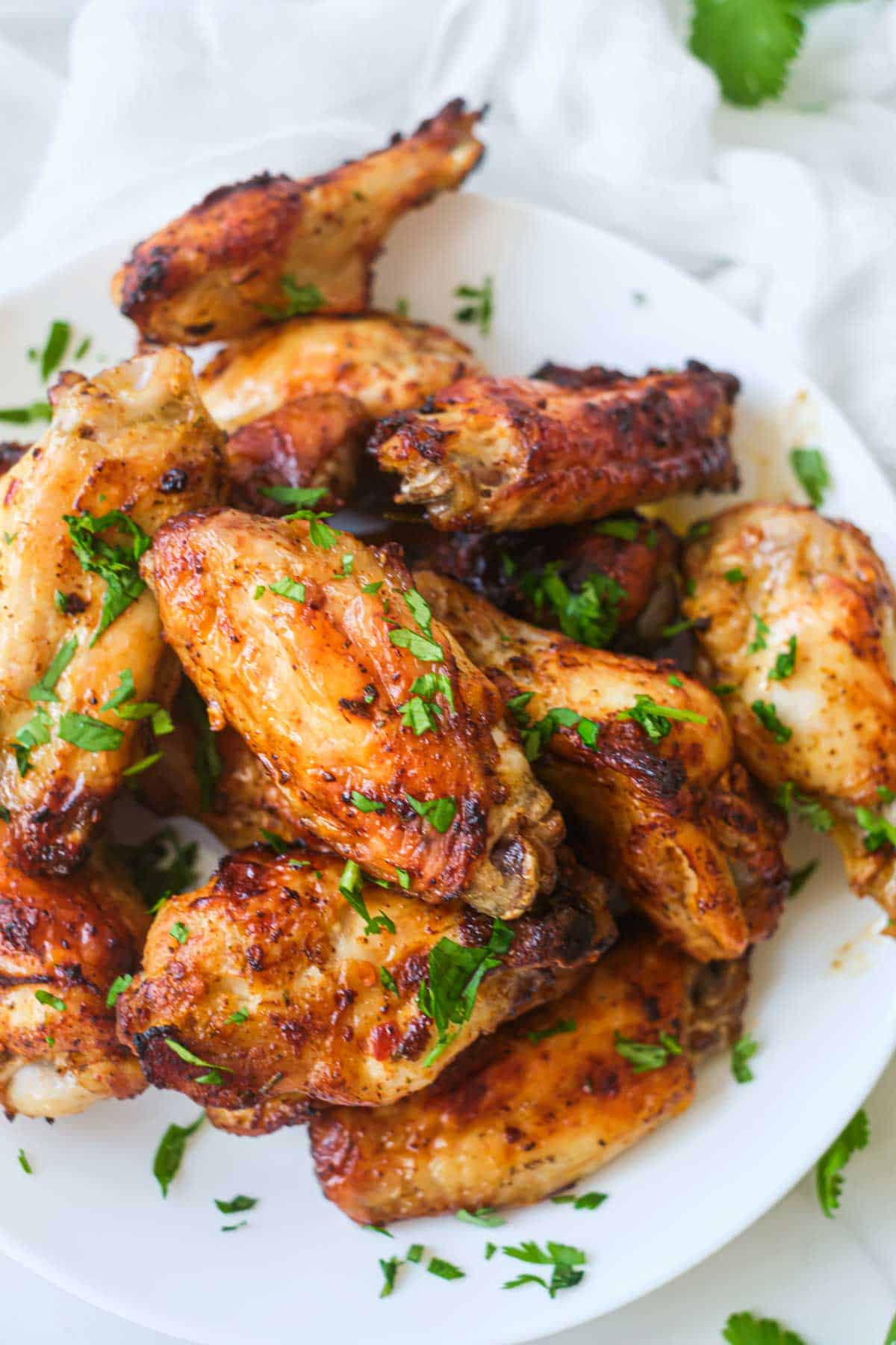 top down view of the completed jerk chicken wings recipe