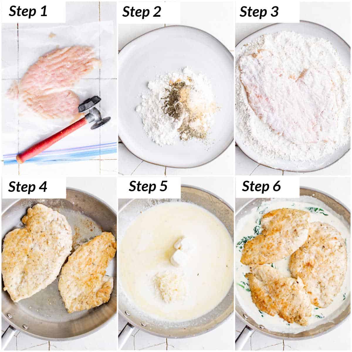 the steps for making chicken florentine