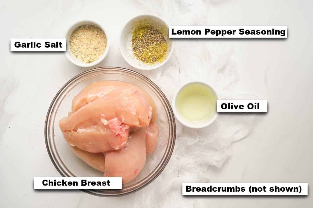 the ingredients needed for making lemon pepper chicken