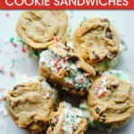 six ice cream sandwiches with candy cane pieces