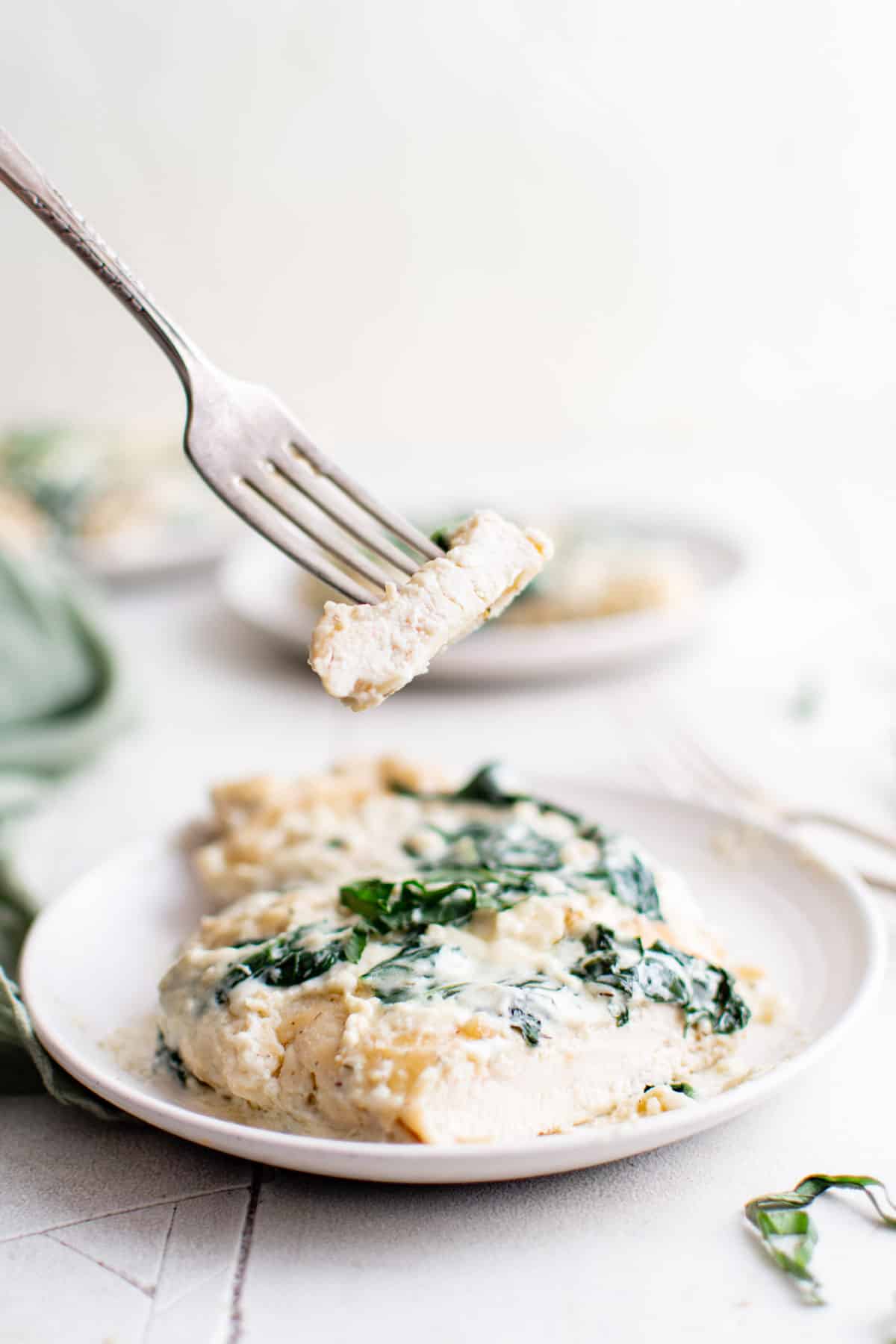 one serving of the completed chicken florentine recipe