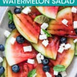 grilled watermelon salad in a dish