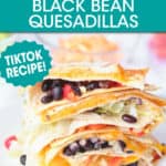 a stack of sliced black bean quesadillas