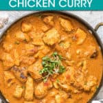 a pan of chicken curry