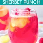 rainbow sherbet punch in a glass