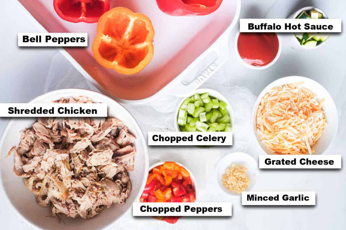 the ingredients needed for making air fryer stuffed peppers