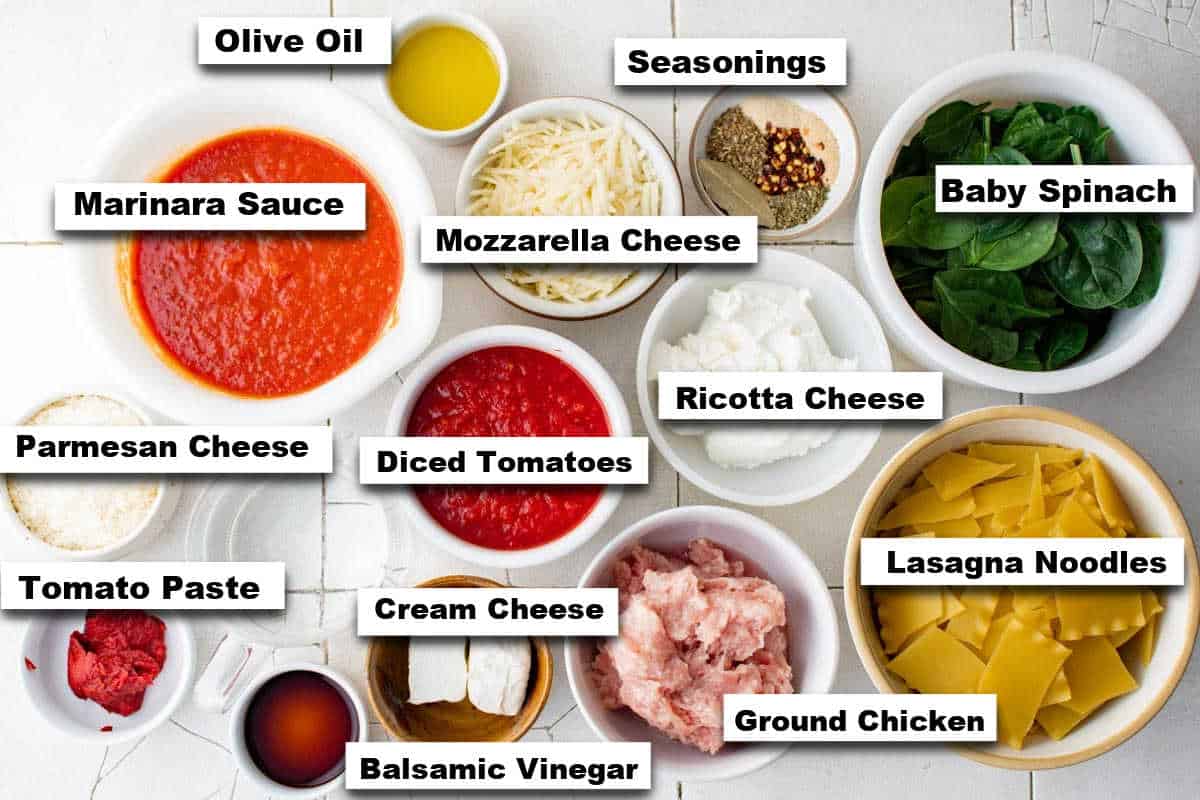 the ingredients for making this instant pot lasagna soup recipe