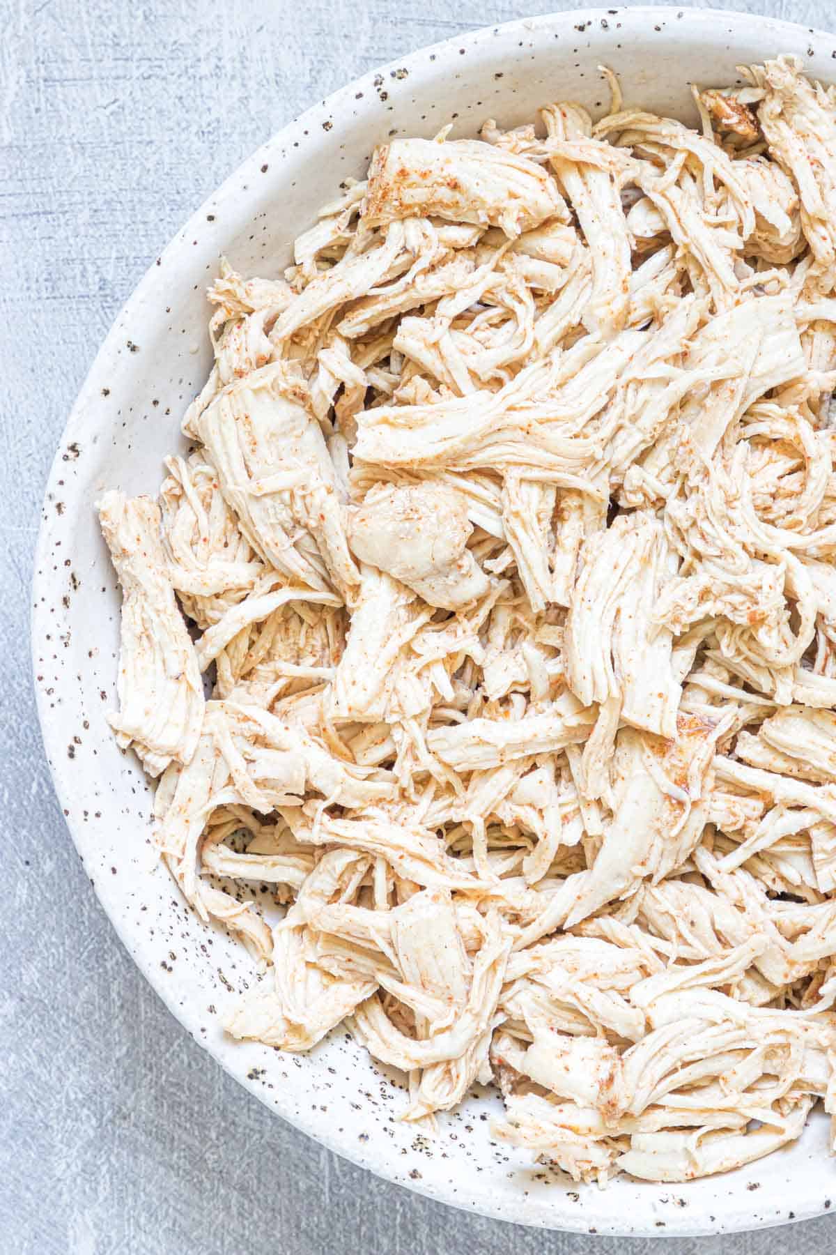 close up view of the instant pot shredded chicken