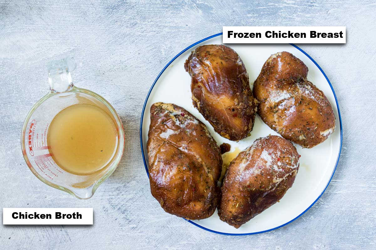 the ingredients for making instant pot frozen chicken breast