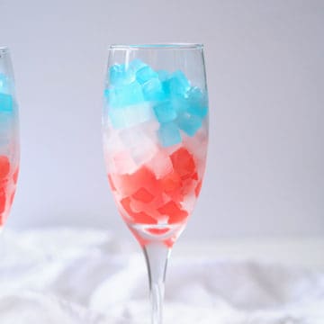 a glass or easy patriotic ice cubes on a table