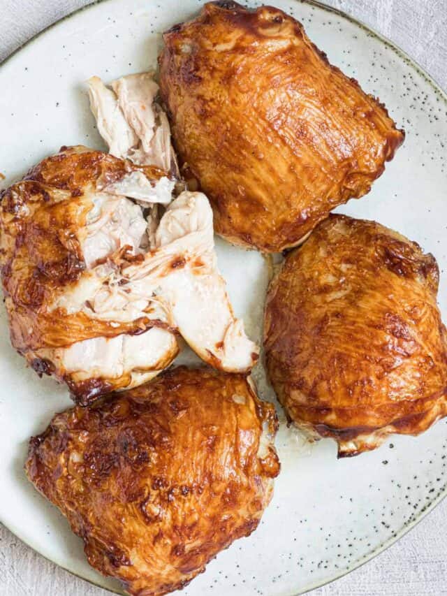 the completed frozen chicken thighs in air fryer recipe