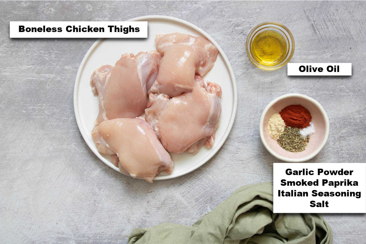 the ingredients needed for making air fryer boneless chicken thighs