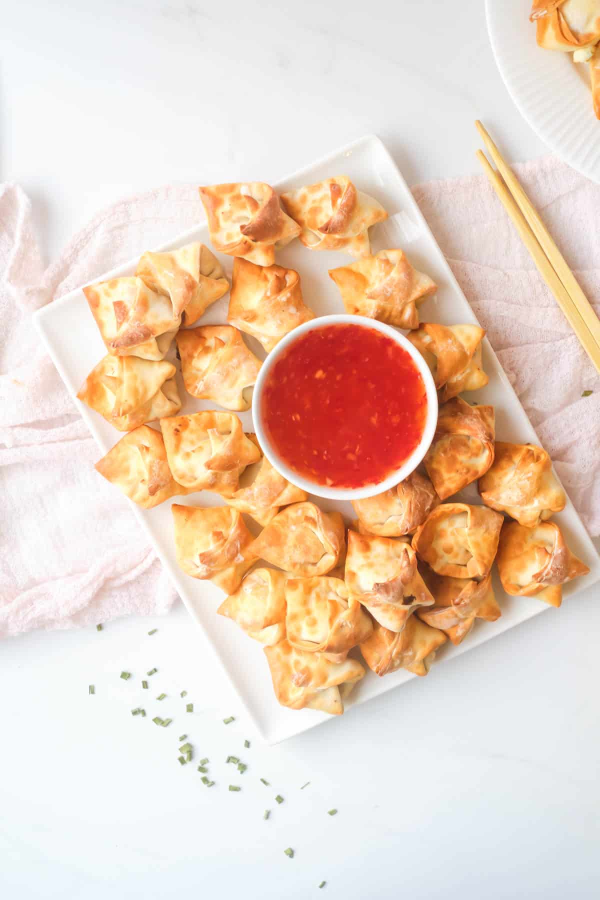 the completed air fryer wontons recipe