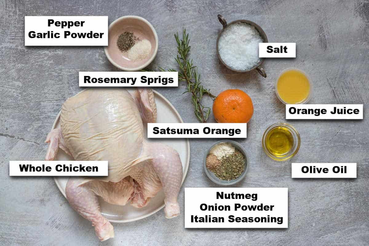 the ingredients for making christmas chicken in air fryer