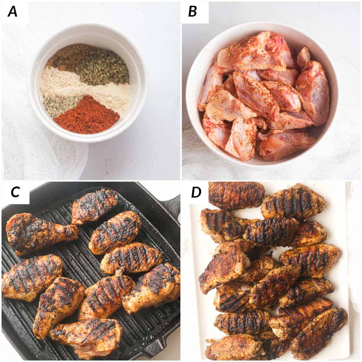 image collage showing the steps for making this grilled chicken wings recipe