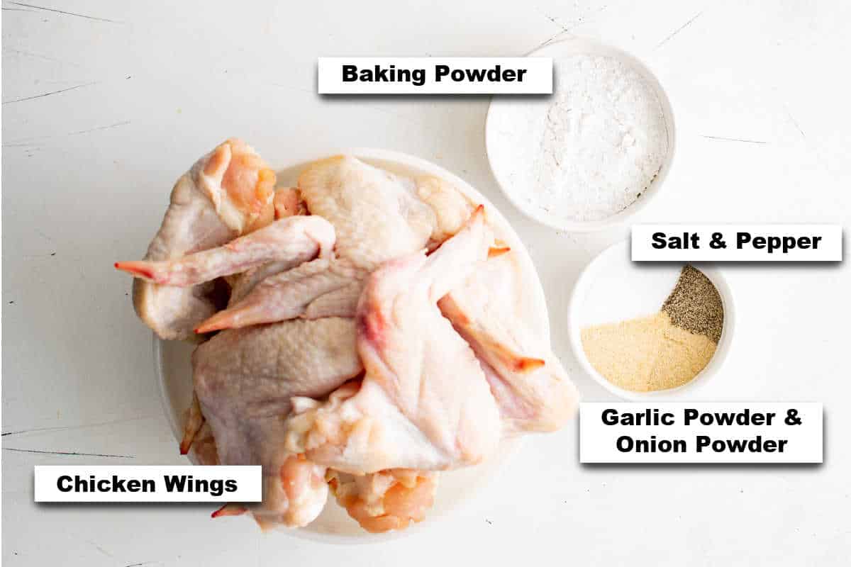 the ingredients needed to make oven baked chicken wings