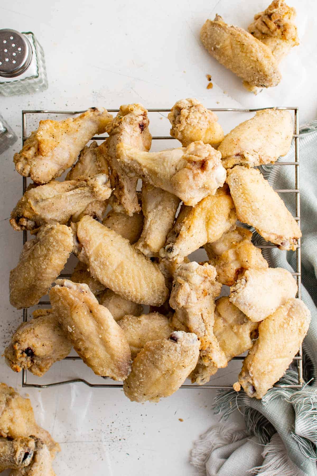 the finished oven baked chicken wings on a baking rack