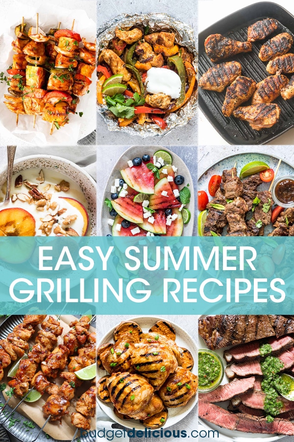A collage of images of summer grilling recipes