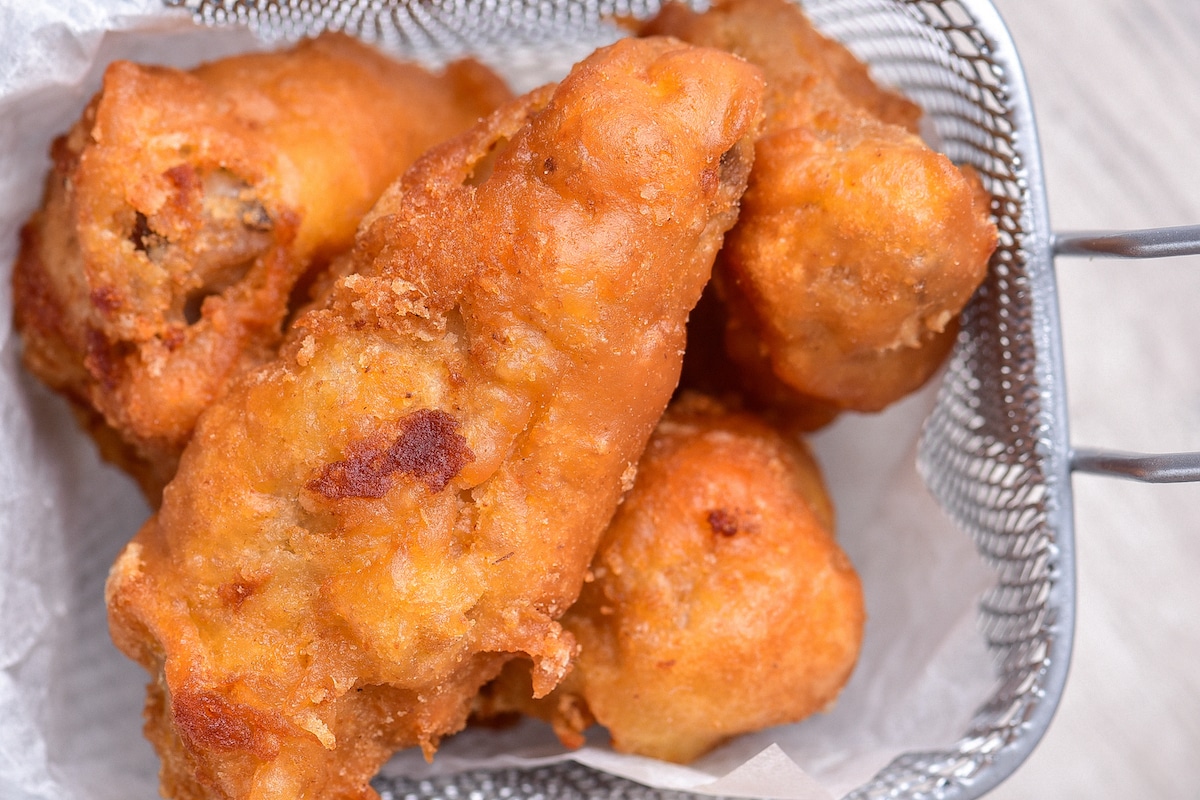 close up view of the deep fried chicken wings