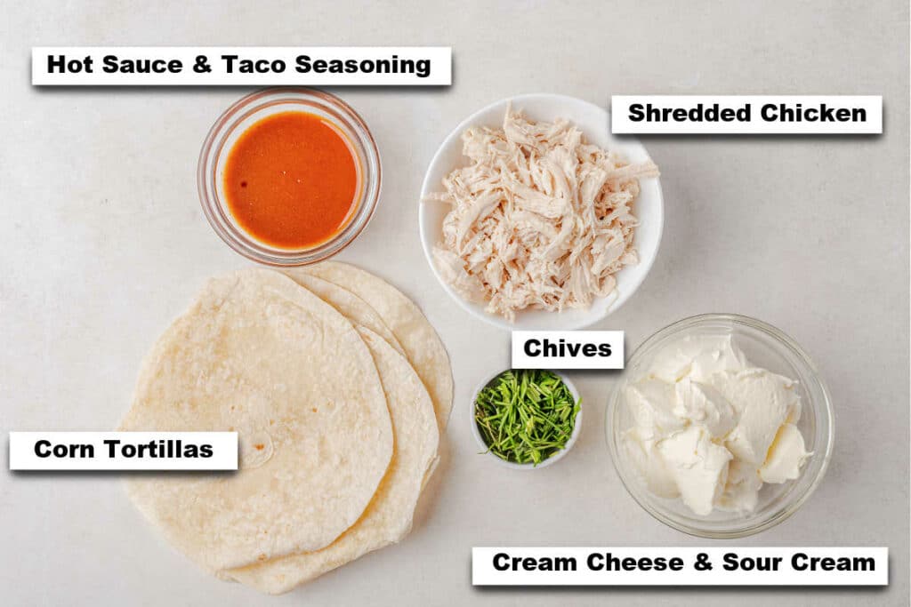 the ingredients for making this easy chicken pinwheel recipe