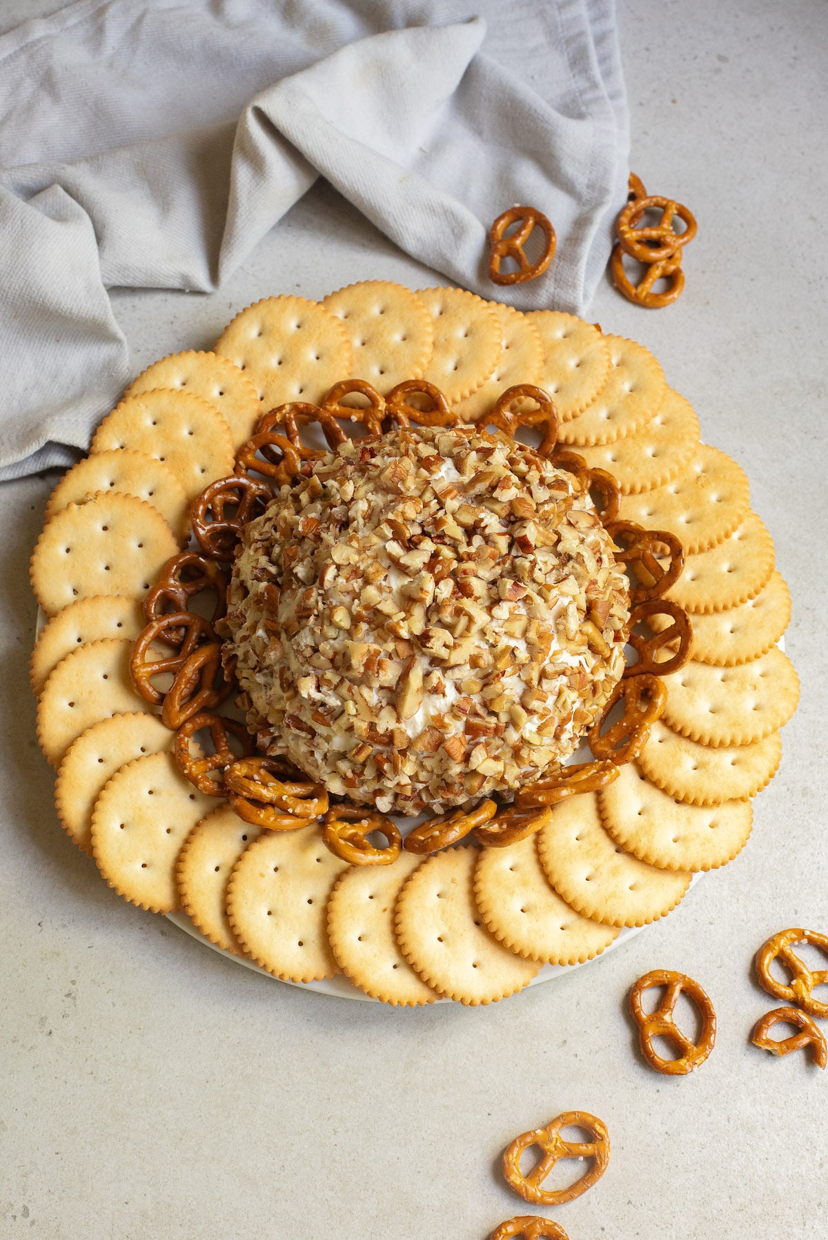 top down view of the completed ranch chicken cheese ball