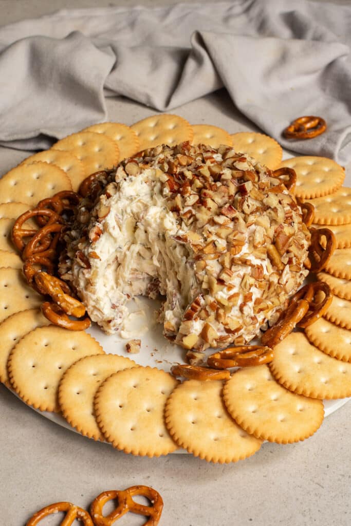 the cheese ball with some parts of it removed