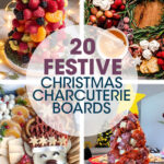 A collage of images of christmas charcuterie boards