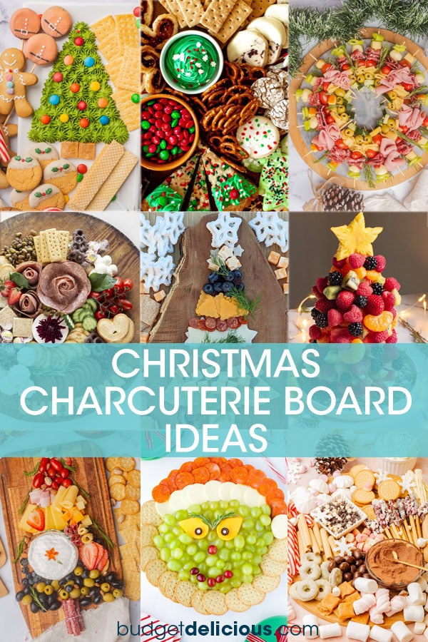 A collage of images of christmas charcuterie boards