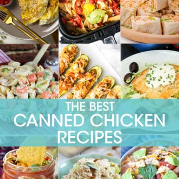collage of canned chicken recipe images