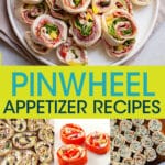 A collage of images of pinwheel appetizers