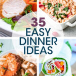 A collage of images of dinner dishes