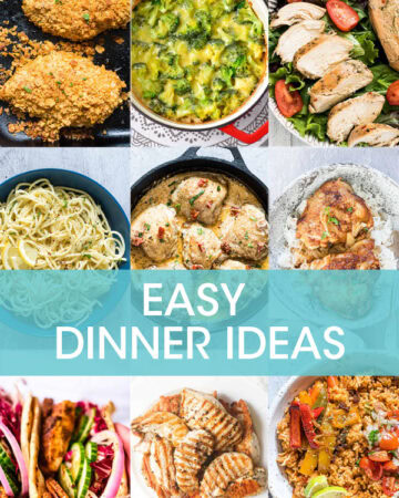 A collage of images of dinner dishes
